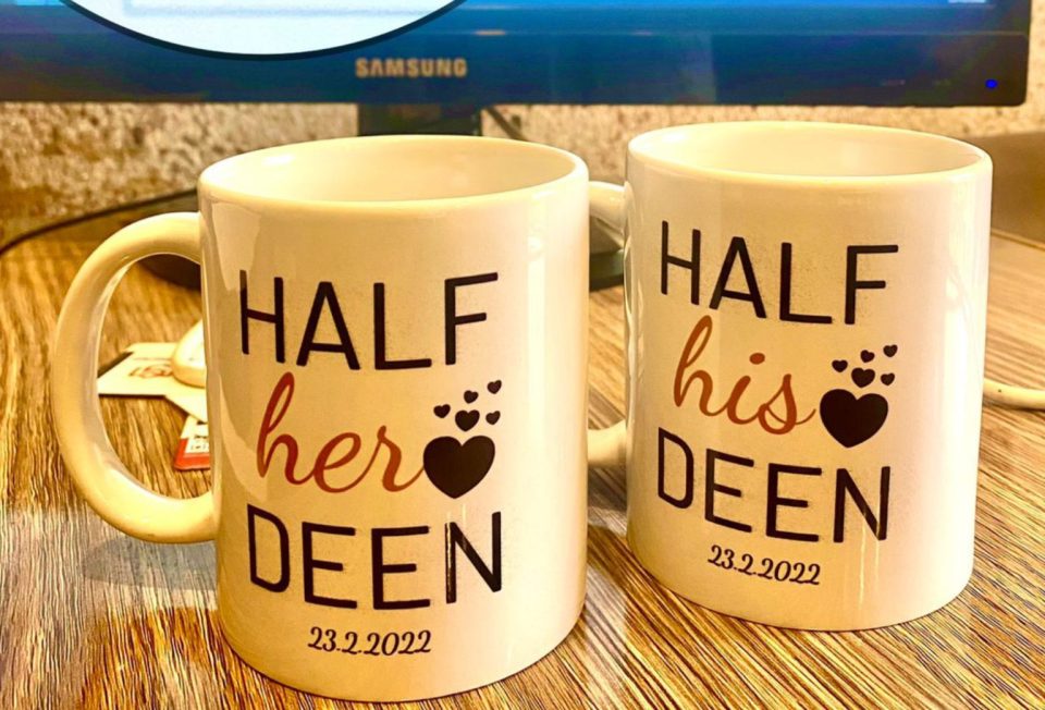 Personalised Half His Deen & Half Her Deen Couple Mugs — photo 1