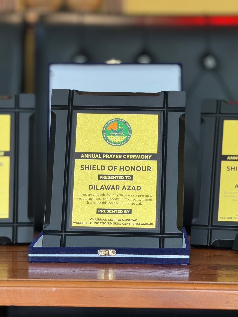 Custom Shield of Honour for Annual Prayer Ceremony – Surriya Mushtaq Welfare Foundation — photo 1